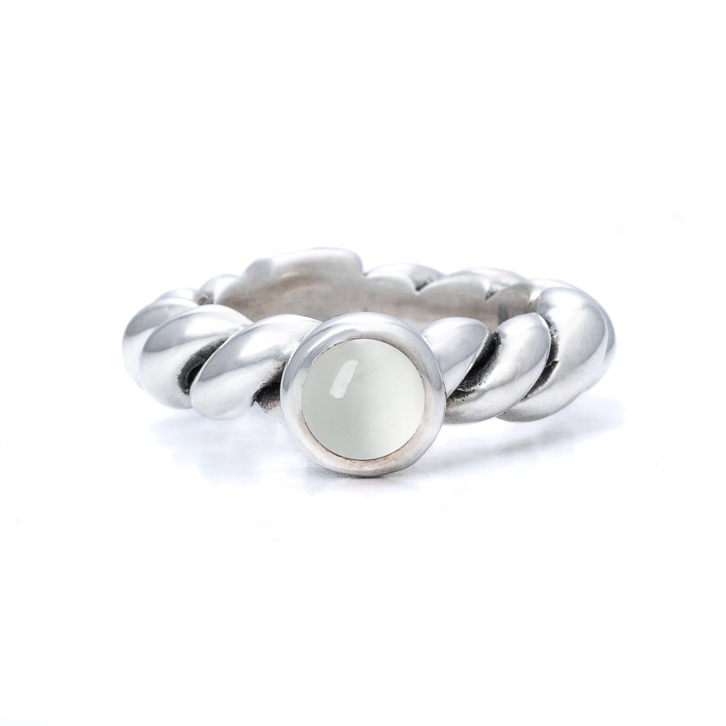 Bloodline Design Womens Rings 5 / Moonstone Bloodline Twisted Rope Ring with 6mm Gemstone