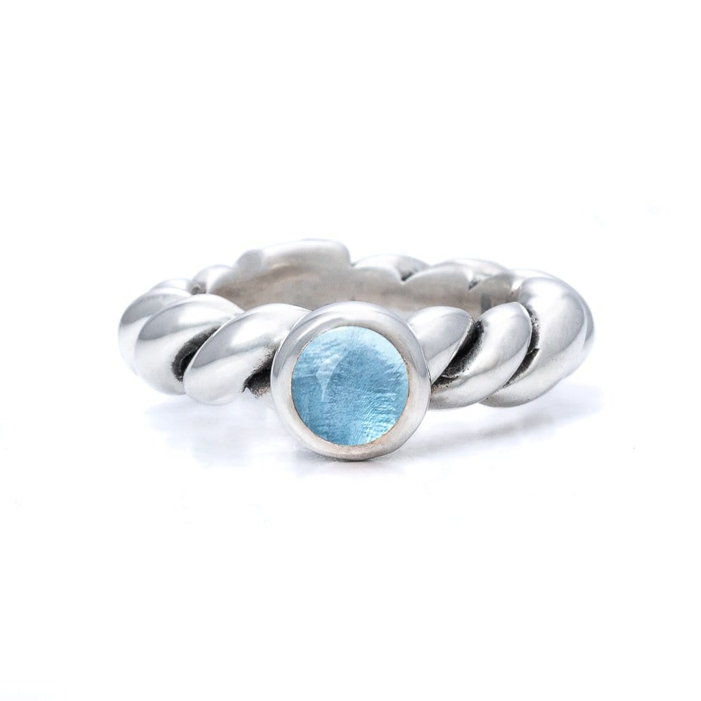 Bloodline Design Womens Rings 5 / Sky Blue Topaz Bloodline Twisted Rope Ring with 6mm Gemstone