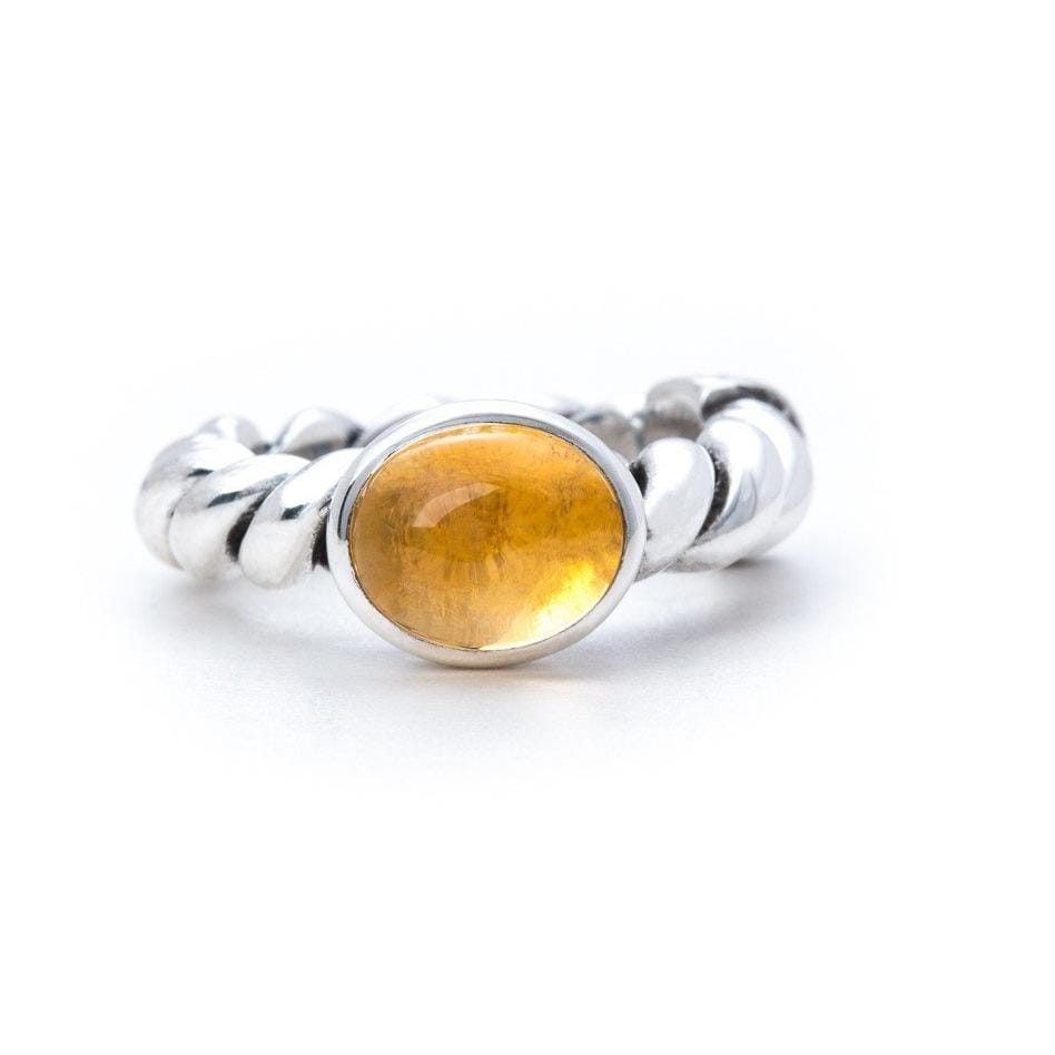 Bloodline Design Womens Rings 5 / Citrine Bloodline Twisted Rope Ring with 9x11mm Gemstone
