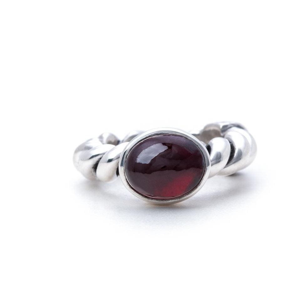 Bloodline Design Womens Rings 5 / Garnet Bloodline Twisted Rope Ring with 9x11mm Gemstone