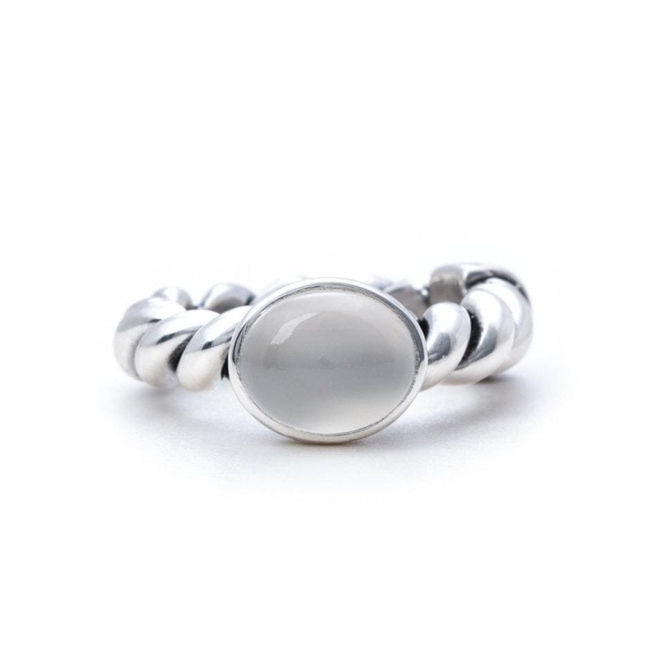 Bloodline Design Womens Rings 5 / Moonstone Bloodline Twisted Rope Ring with 9x11mm Gemstone