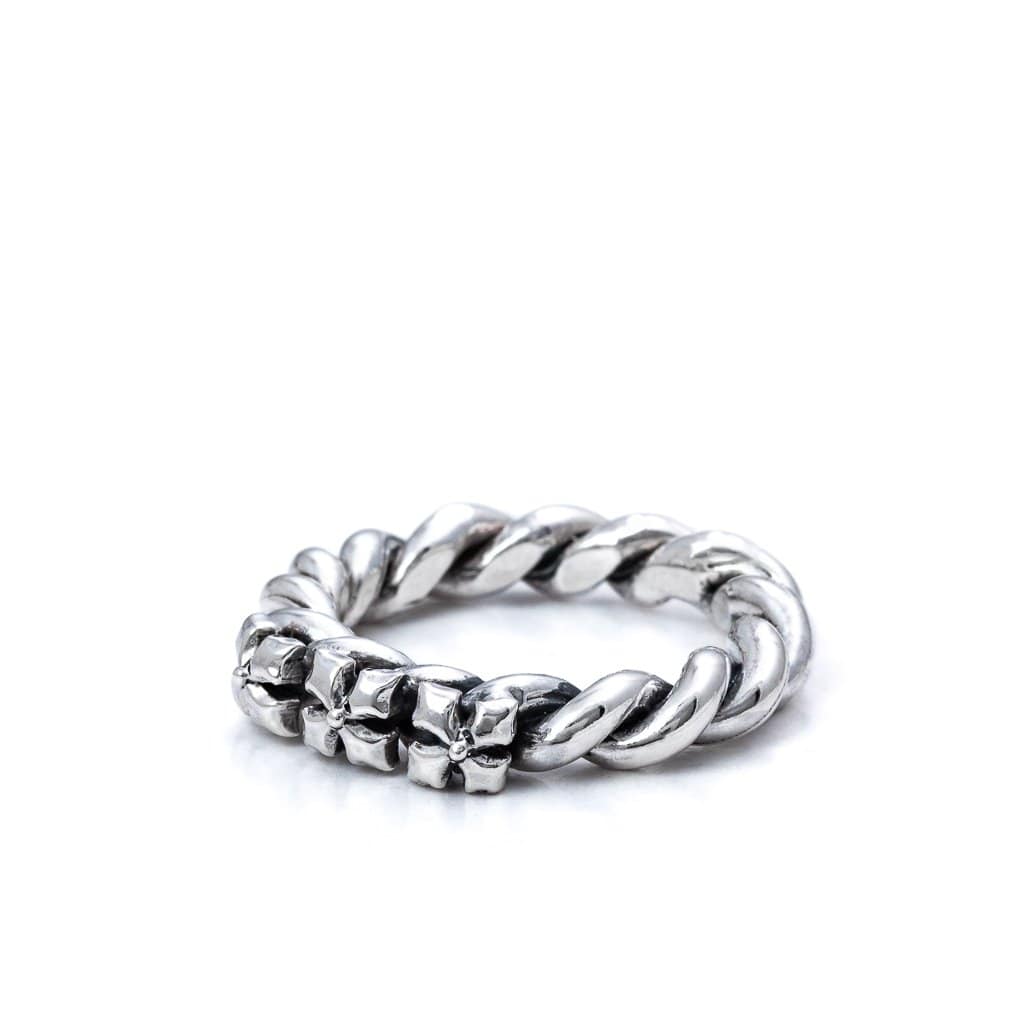 Bloodline Design Womens Rings French Floret Trilogy Twisted Rope Band