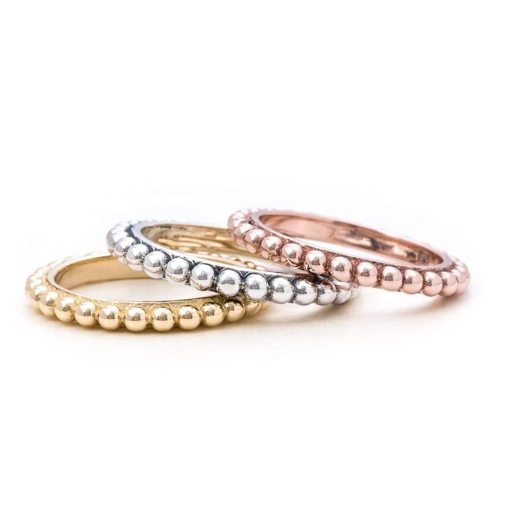 Bloodline Design Womens Rings The 18kt. Gold Beaded Stacker Band