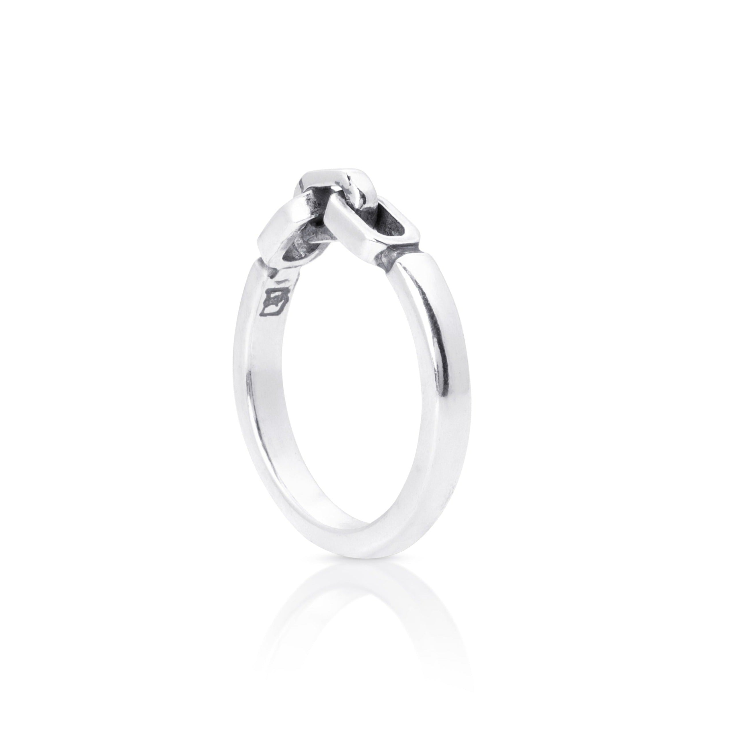 Small Link Ring In Sterling Silver,