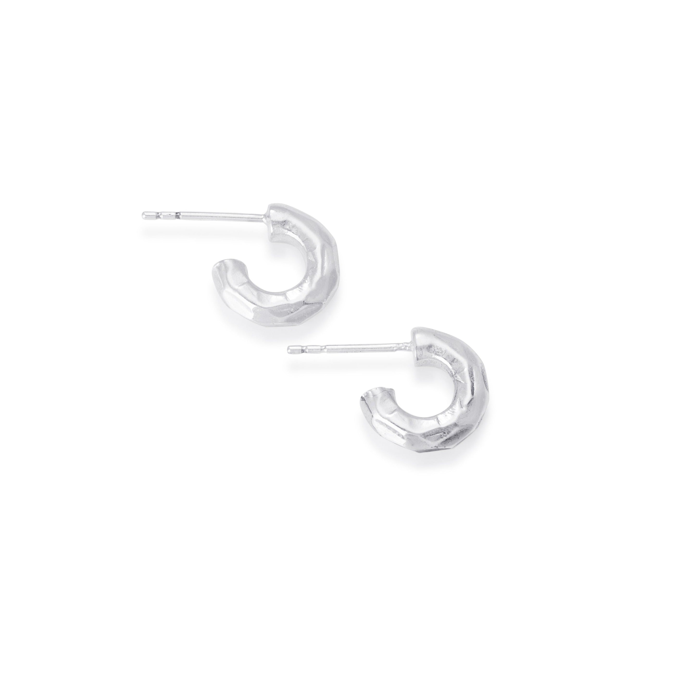 Bloodline Design Solid Sterling Silver Chiseled Hoop Earrings
